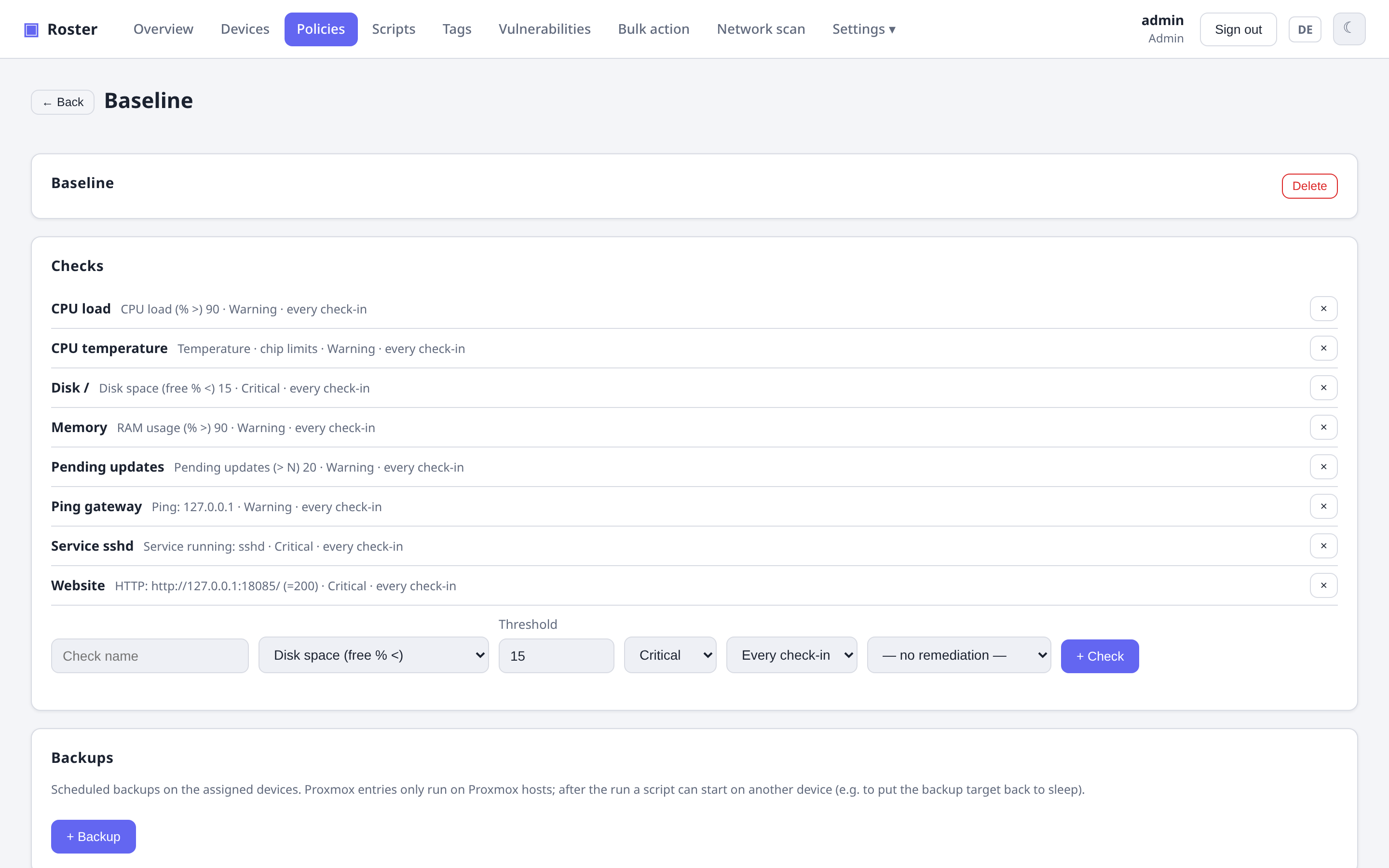 Policies with checks and tasks